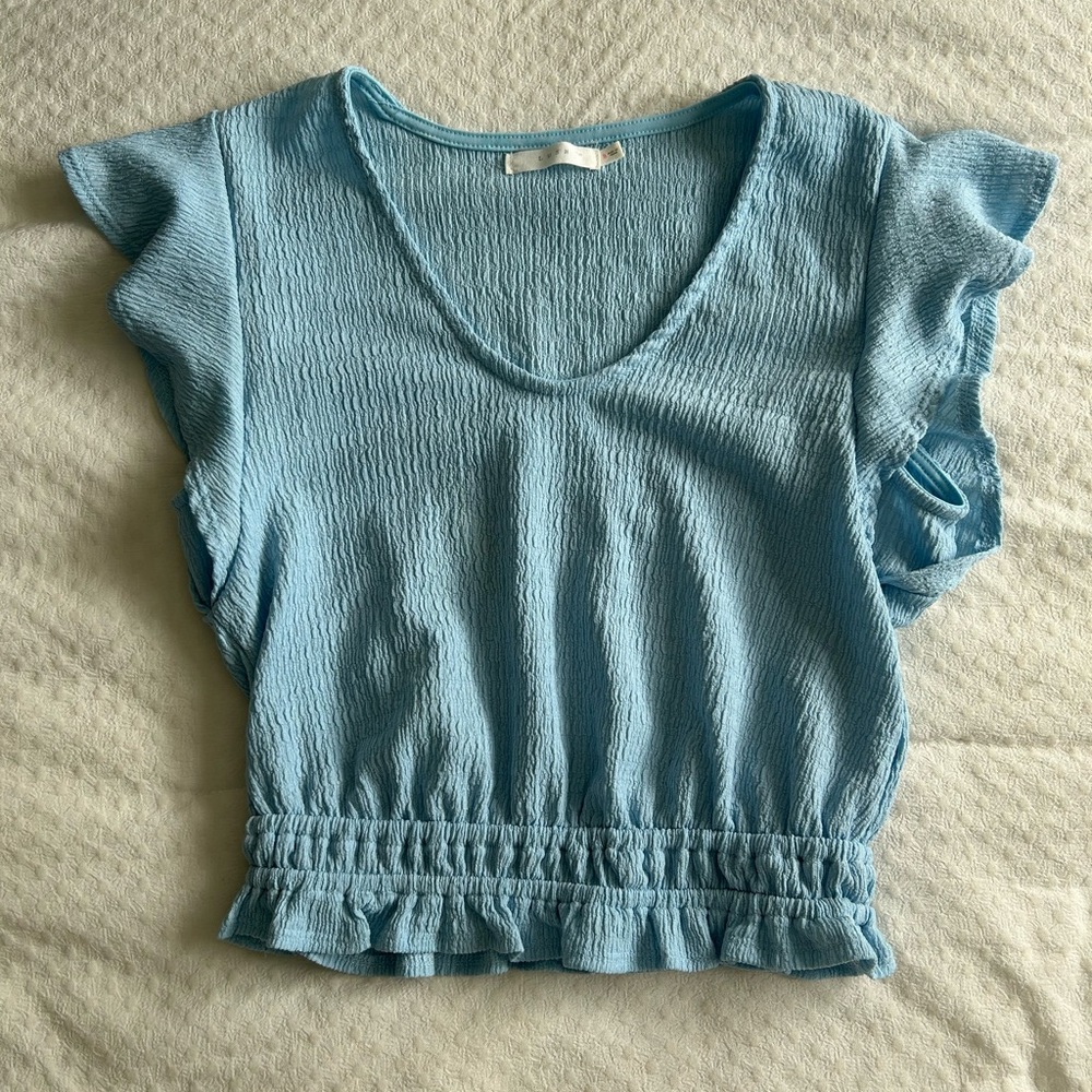 Sky Blue Ruffle Top